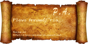 Plevo Annamária névjegykártya